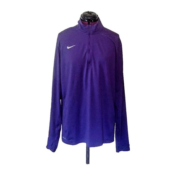 Nike Dri -Fit Element 1/4 Zip Top Purple Womens Size Large Thumb Holes Athletic - Picture 1 of 8